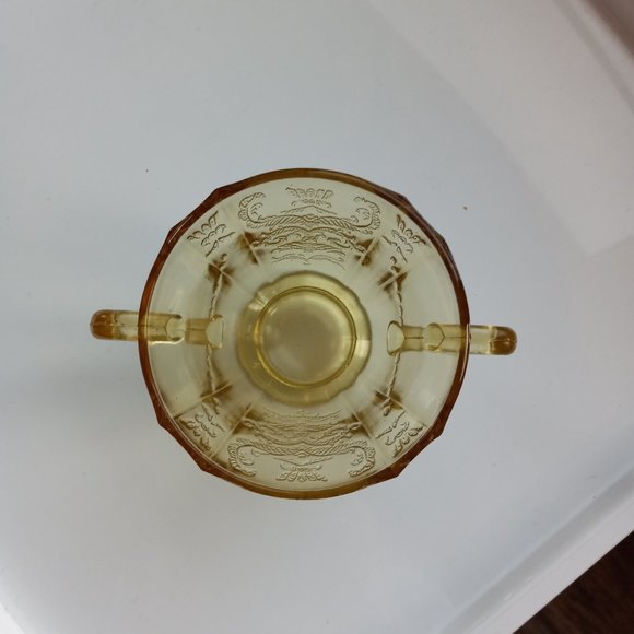 Vintage Federal Glass Recollection Madrid Amber Glass Dinner Plate Sugar Bowl - Picture 13 of 14